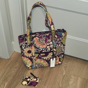 NEW Vera Bradley Retired Villiger Plum Crazy Bag & Coin Purse